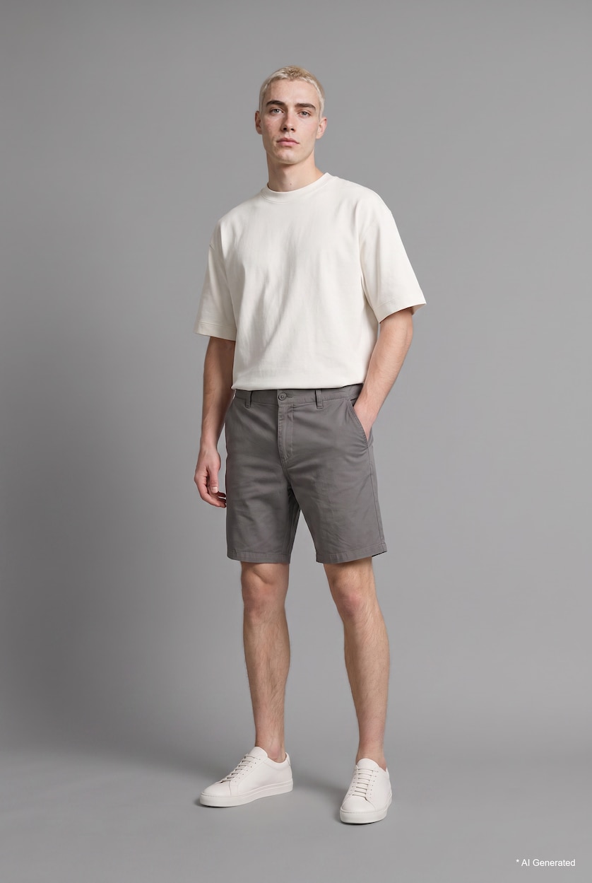 Man Grey Relaxed Fit with Pockets Bermuda Shorts