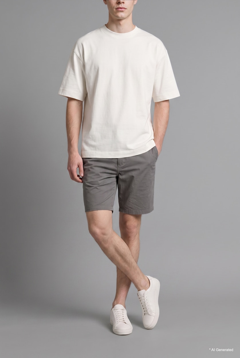 Man Grey Relaxed Fit with Pockets Bermuda Shorts
