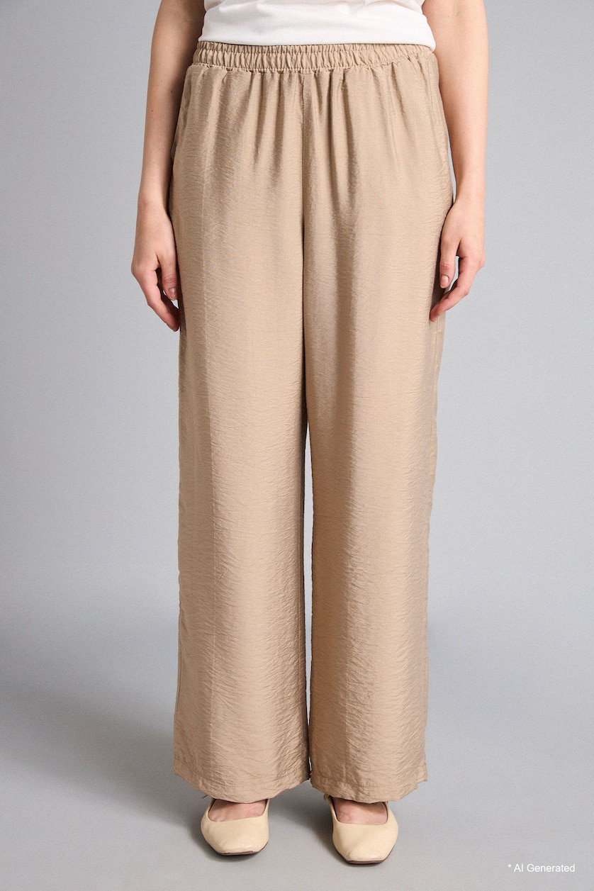Women Vison Straight Beige Straight Leg Trousers