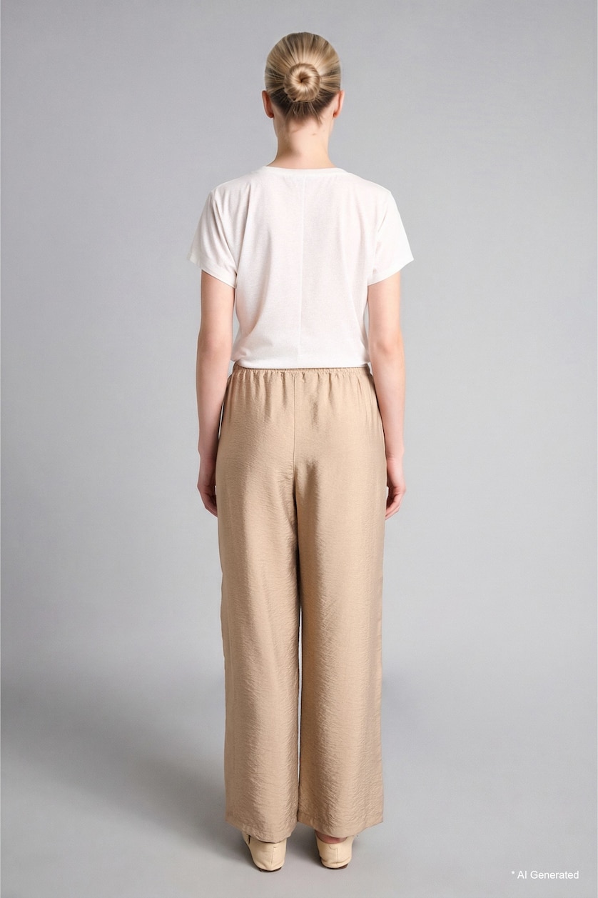 Women Vison Straight Beige Straight Leg Trousers