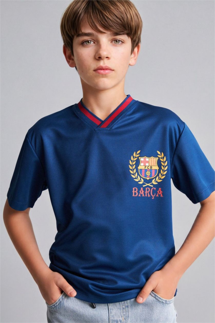 Young Boys - Teen Boys Indigo New Regular Fit Short Sleeve T-Shirt