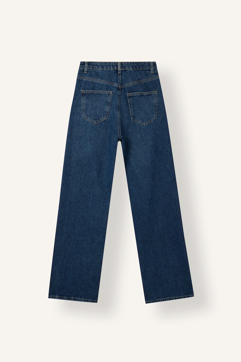 Әйелдерге Көк Қара 90's Wide Leg джинс