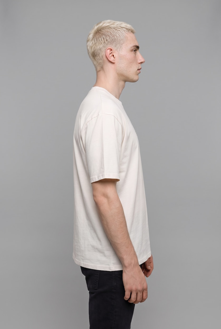 MAN Ecru Boxy Fit Short Sleeve T-Shirt