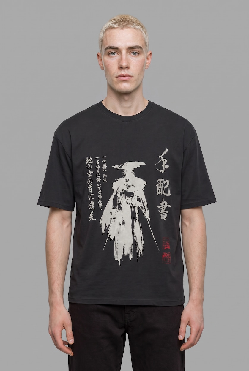 MAN Anthracite Sony Ghost of Yotei Boxy Fit Printed T-Shirt