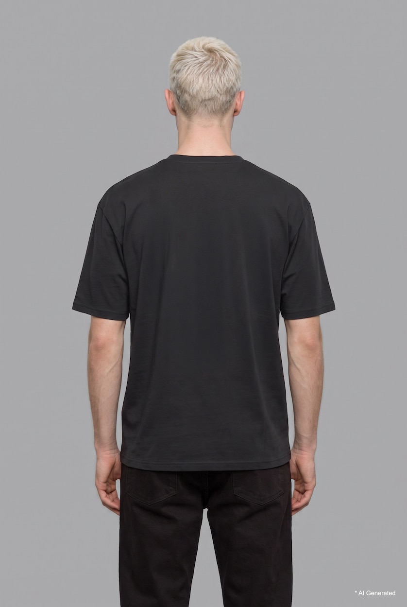 Men Anthracite 100% Cotton Sony Ghost of Yotei" Boxy Fit Printed T-Shirt"