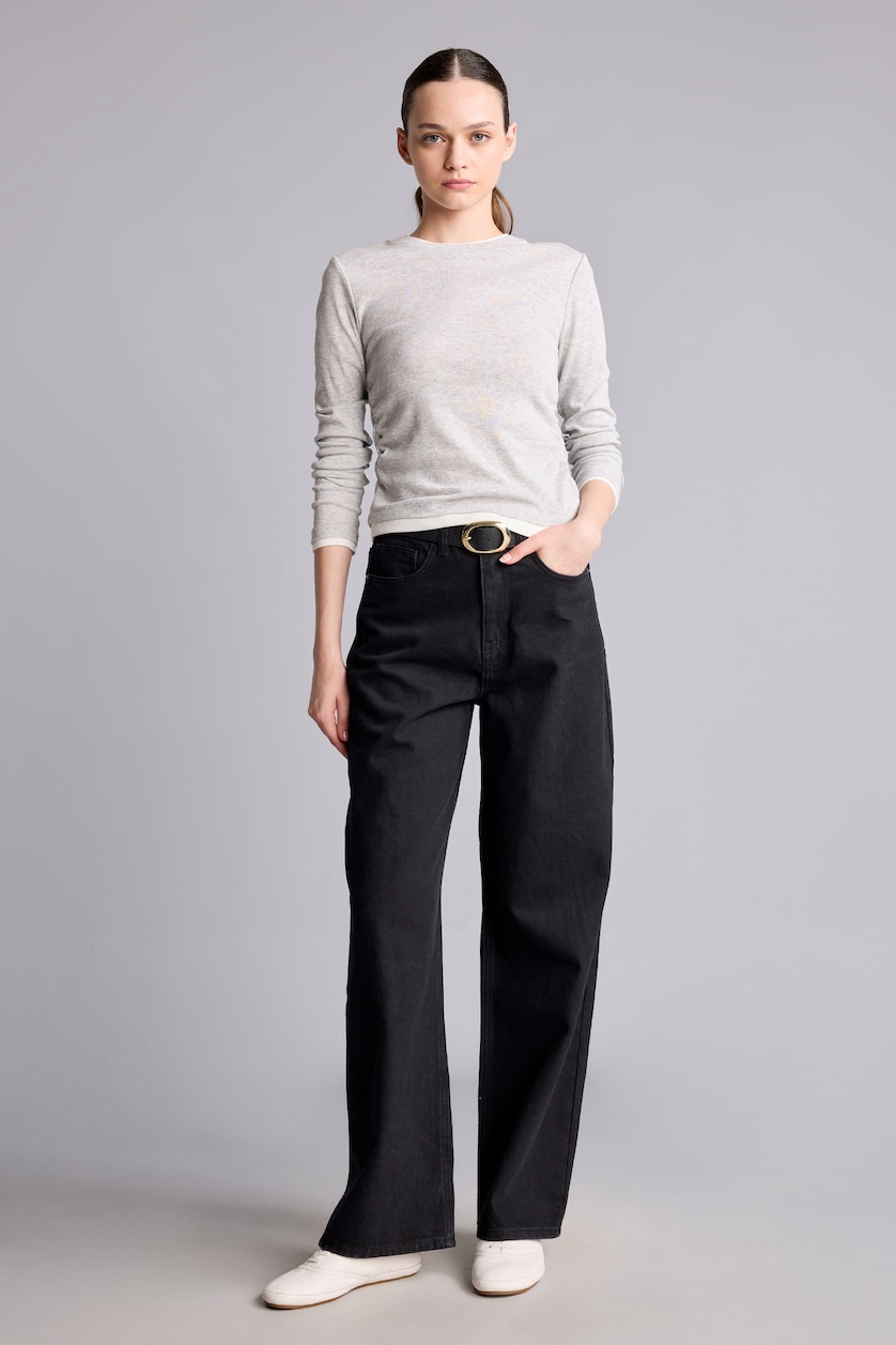 Women Black High Waist Straight Fit Trousers