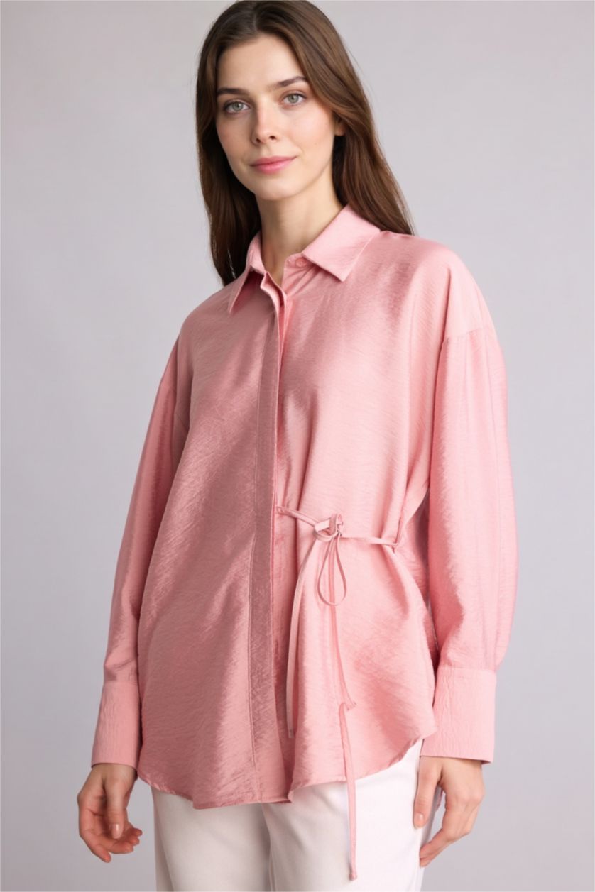 Woman Light Pink Regular Fit Long Sleeve Tunic