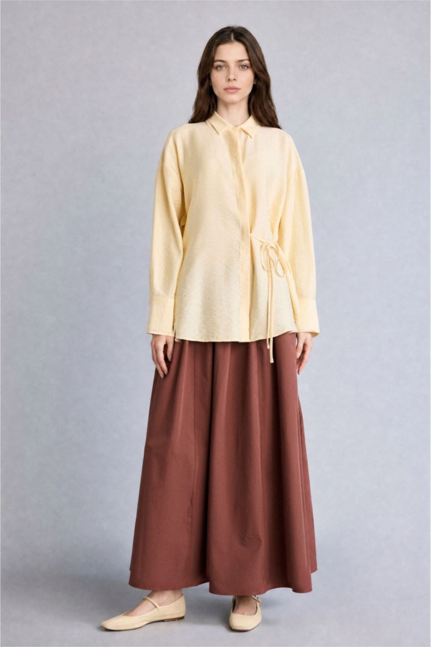 Kadın Açık Sarı Regular Fit Uzun Kollu Tunik