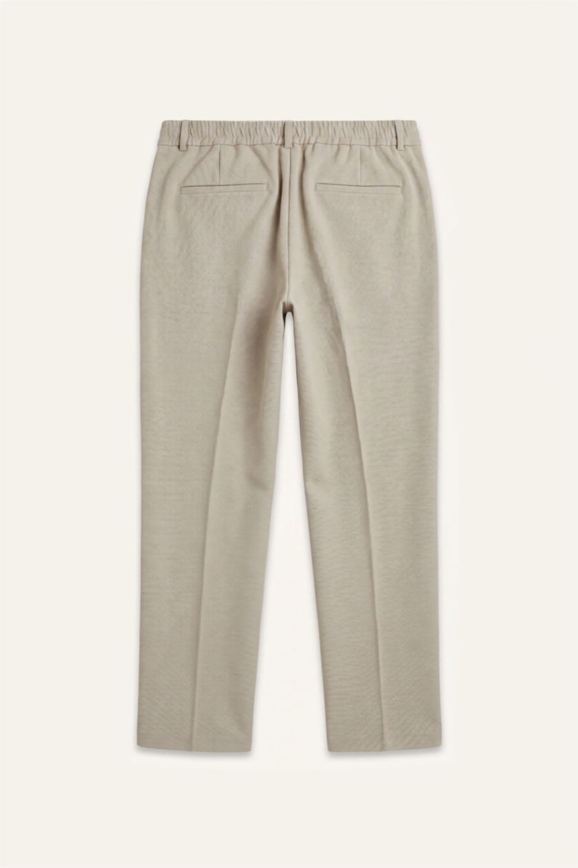 Erkek Bej Regular Fıt Pilili Pantolon