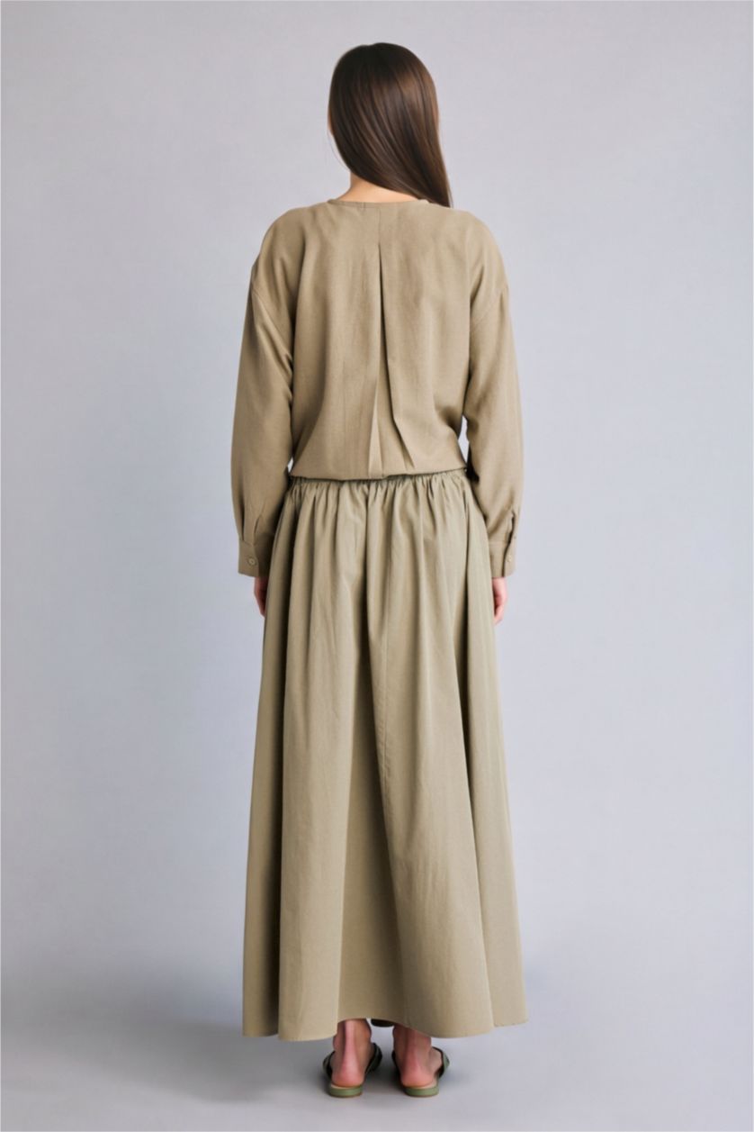 نساء زيتوني A Cut Poplin Maxi Skirt