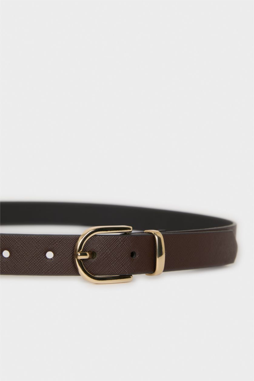 Kadın Kahve Kadın Suni Deri Jean Kemeri