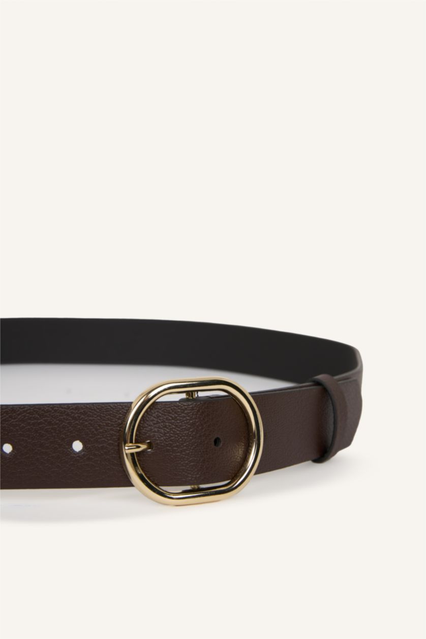 Kadın Kahve Kadın Oval Toka Suni Deri Jean Kemeri