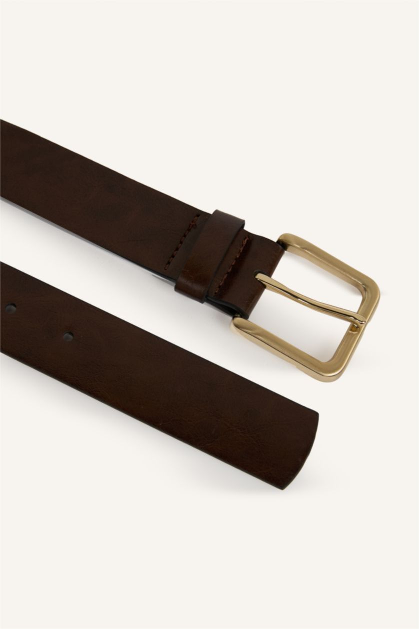 Kadın Kahve Kadın Dikdörtgen Toka Suni Deri Jean Kemeri