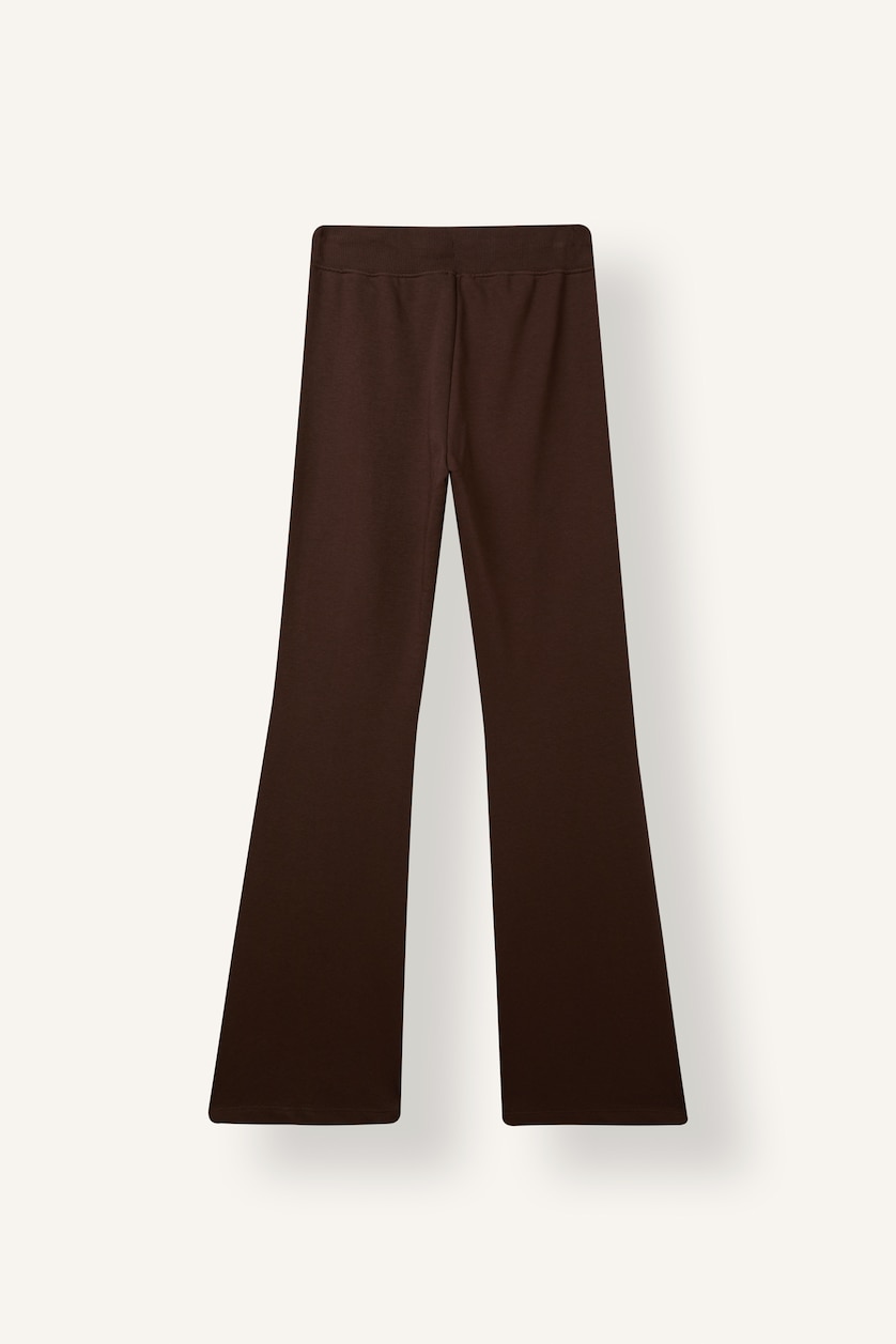 Women Brown Flare Fit Cotton Elastic Tie Waist Trousers