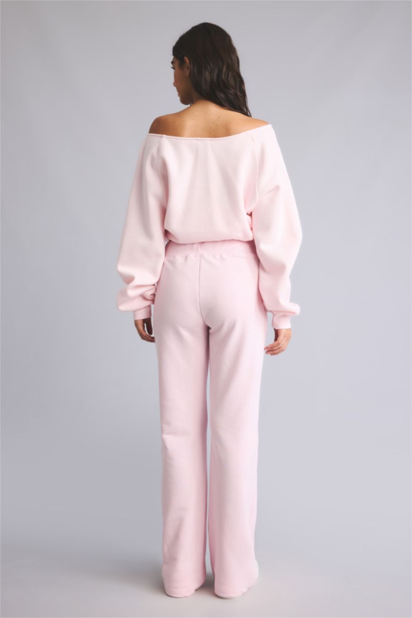 Women Light Pink Flare Trousers