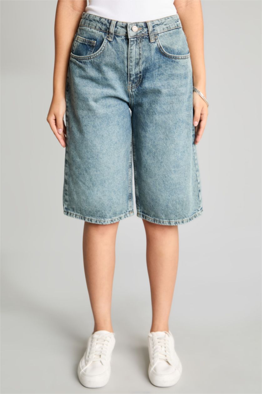 Women Blue Bermuda
