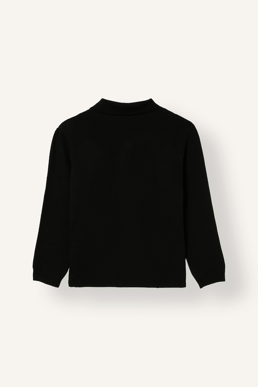 Erkek Çocuk - Genç Erkek Siyah Polo Yaka Triko Basic Kazak Erkek Çocuk