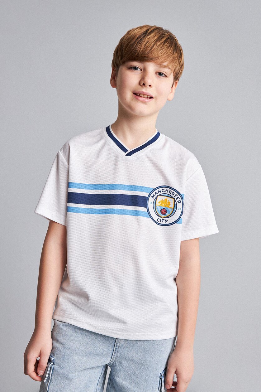Erkek Çocuk - Genç Erkek Beyaz Manchester City Kısa Kollu Tişört Erkek Çocuk