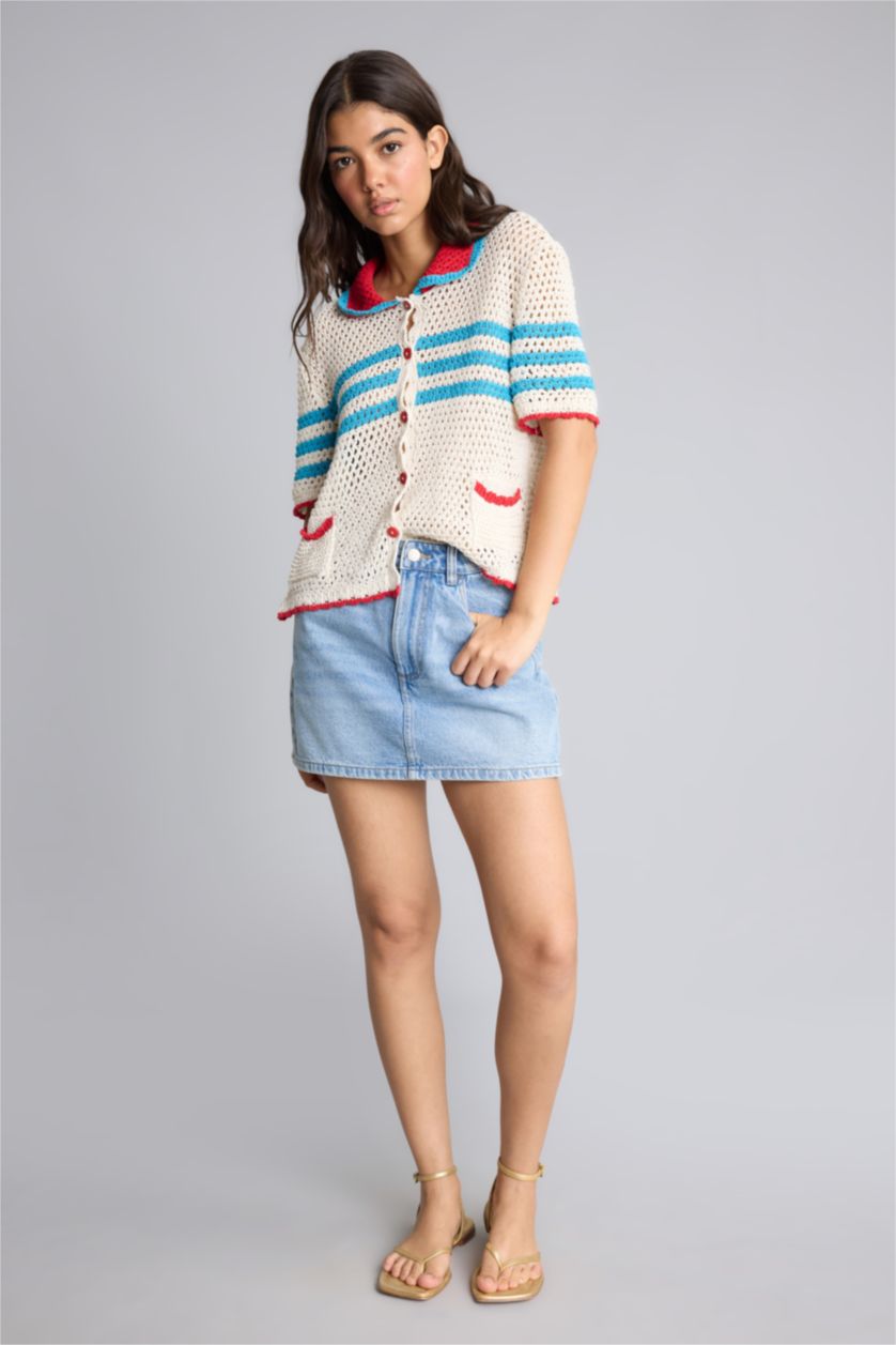 Women Ecru Regular Fit Knitwear Cardigan