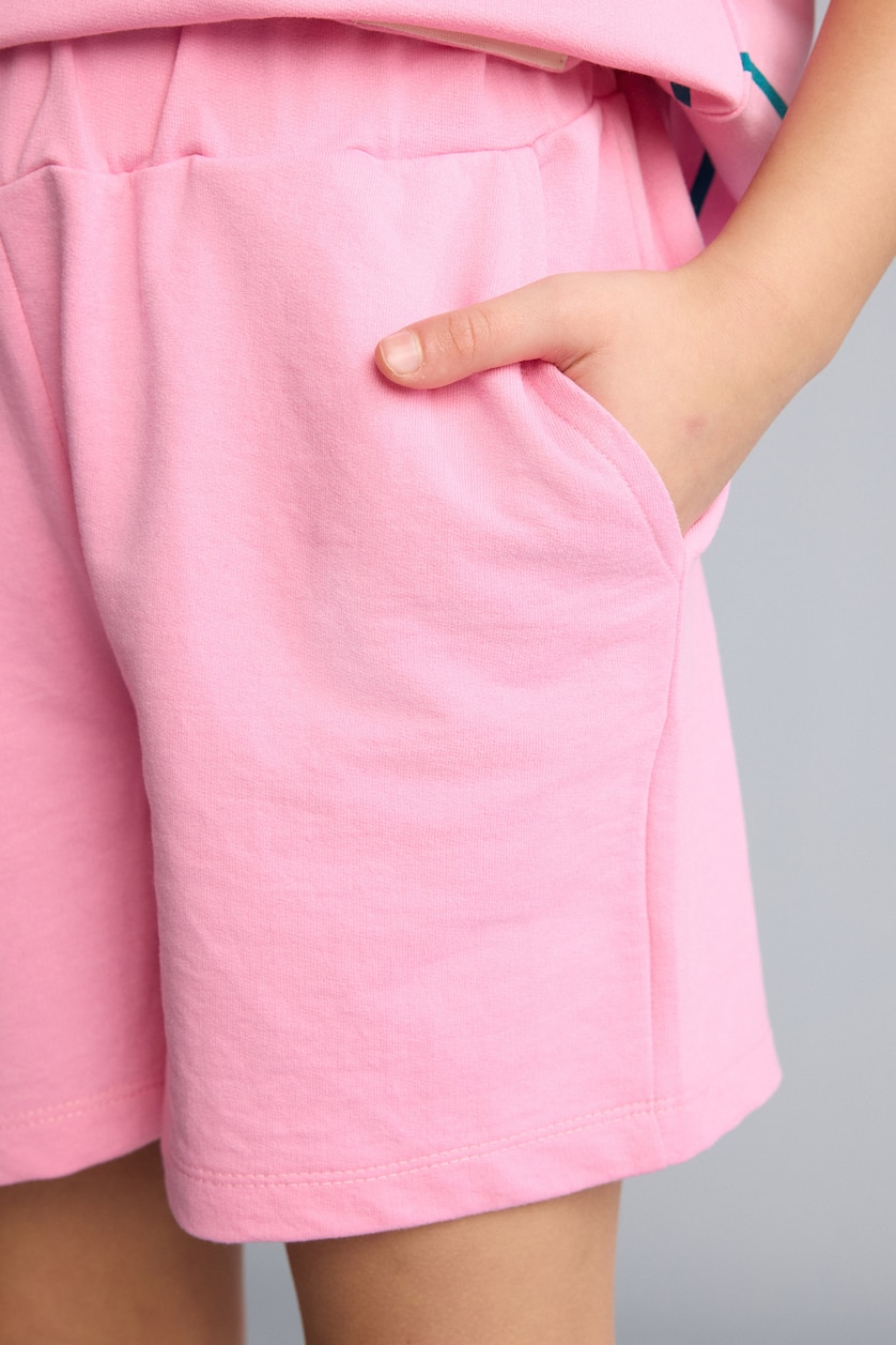 Girls & Teens Pink Girl Relax Fit Striped T-shirt and Shorts 2 piece Set
