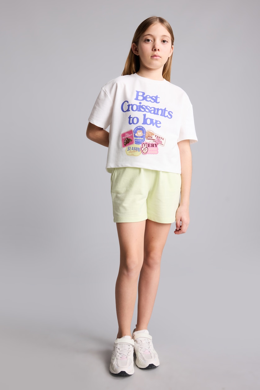 GIRLS & TEENS Ecru Girl T-Shirt Shorts 2 Piece Set