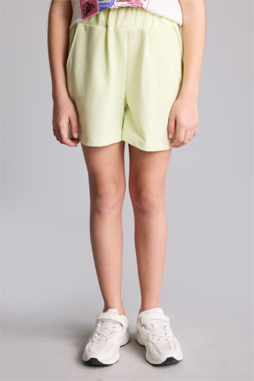 Kız Çocuk - Genç Kız Ekru Tişört Şort 2'li Takım Kız Çocuk