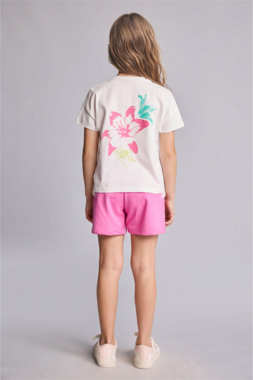 Young Girls - Teen Girls Ecru Girl Shorts T-Shirt 2 Piece Set