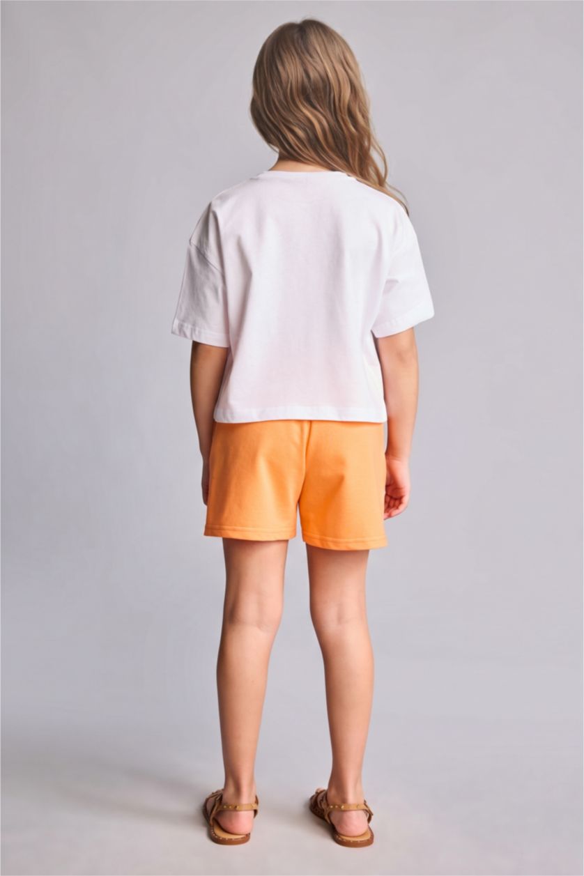 Young Girls - Teen Girls Violet Beyaz Girl Shorts T-Shirt 2 Piece Set