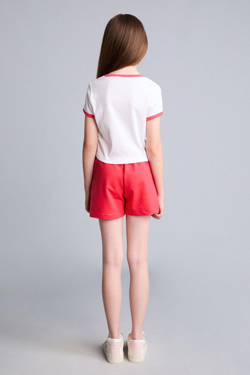 Young Girls - Teen Girls Ecru Girl Strawberry Print T-Shirt Shorts Ribbed 2 Piece Set
