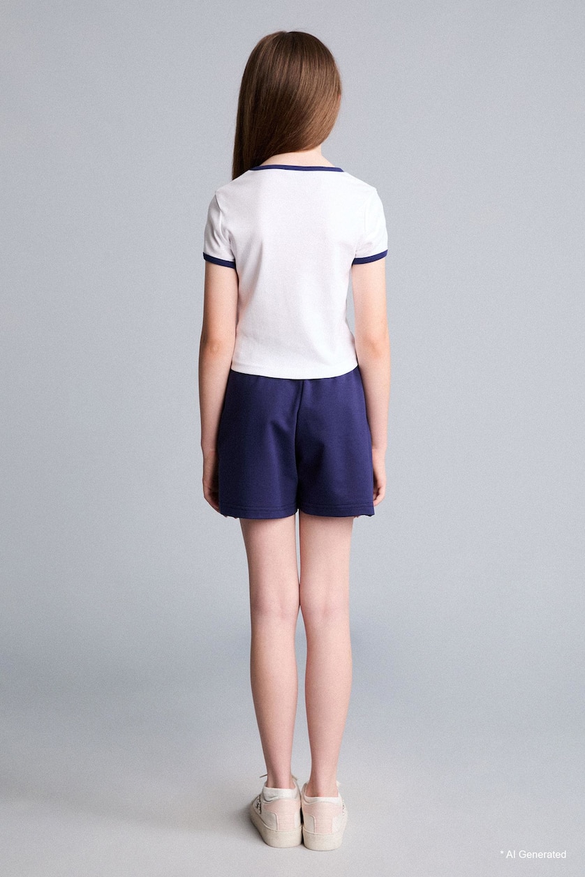 Young Girls - Teen Girls White Girl Cherry Print T-Shirt Shorts Ribbed 2 Piece Set