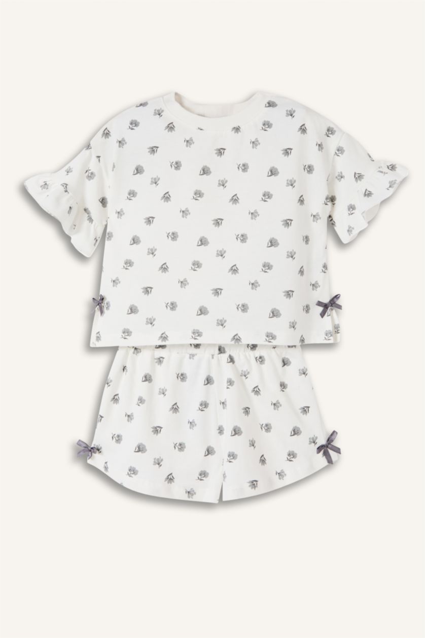 Baby Girls Ecru 2 piece Relax Fit Floral Set