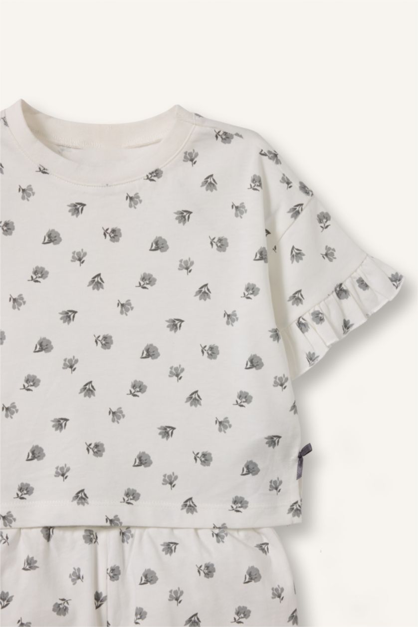 BÉBÉ FILLE Écru Ensemble fleuri T-shirt et Short pour bébé fille
