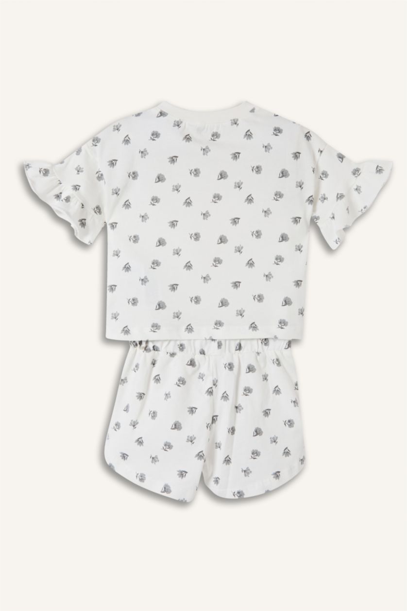 Baby Girls Ecru 2 piece Relax Fit Floral Set