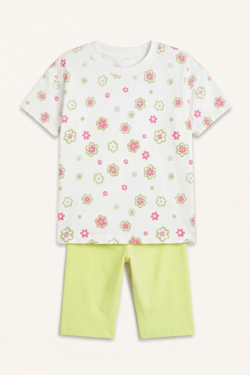 Baby Girls White 2 piece Biker Floral Set