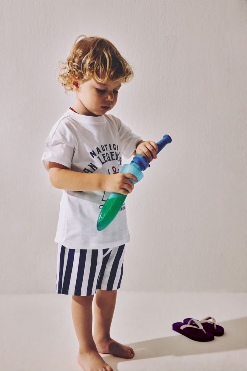 Baby Boys Blue Baby Boy Marine Pattern T-Shirt Shorts 2 Piece Set