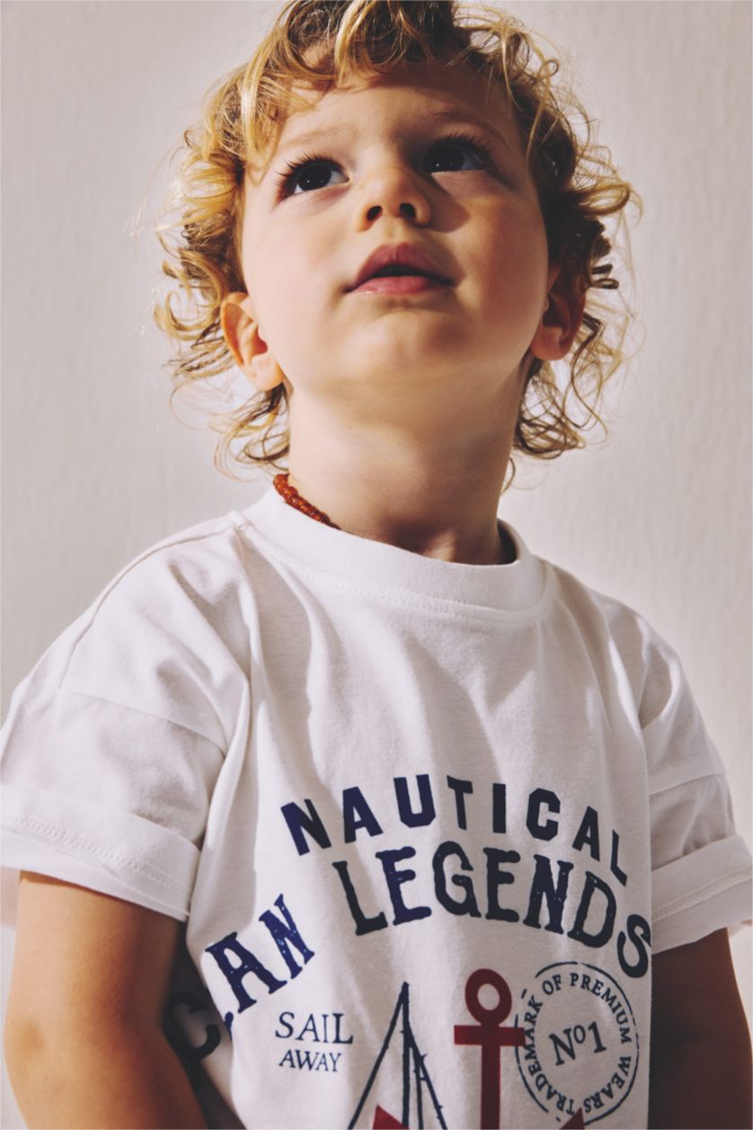 Baby Boys Blue Baby Boy Marine Pattern T-Shirt Shorts 2 Piece Set