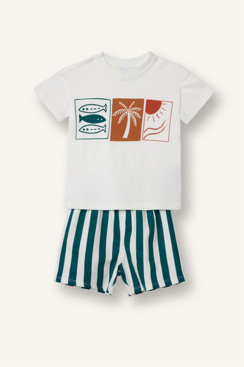 BABY BOY Green Baby Boy Tropical Patterned 2 Piece Set