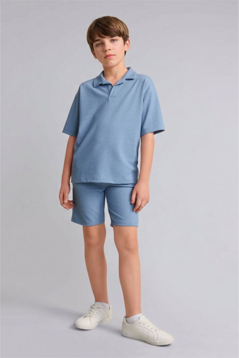 Young Boys - Teen Boys Blue Boy Textured Fabric 2 Piece Blue Set