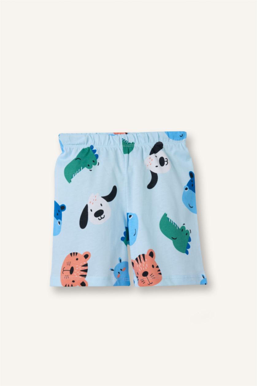 Baby Boys Light Blue 2 piece Regular Fit Animal Print Knitted Pyjamas