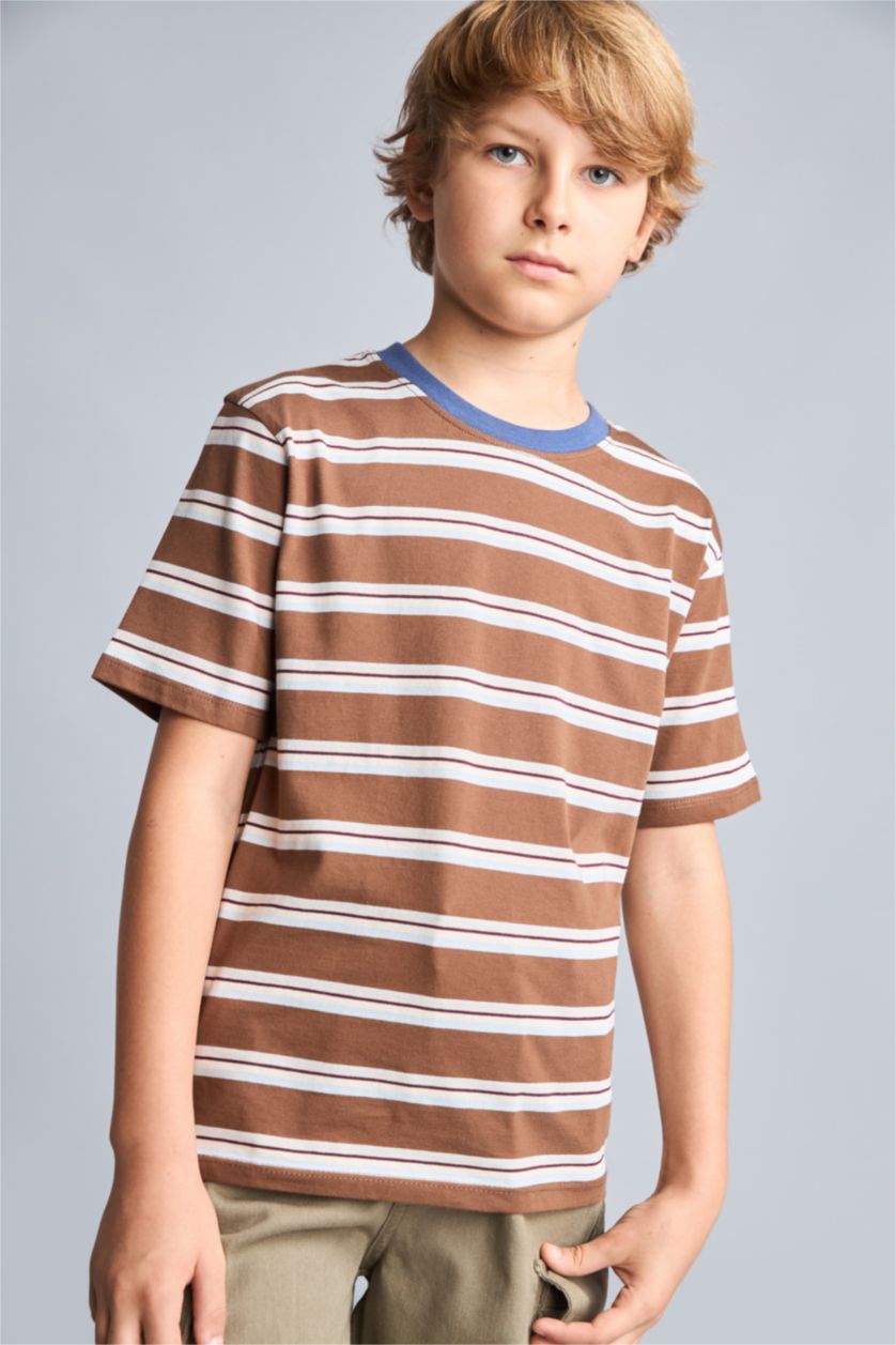Young Boys - Teen Boys Light Brown New Regular Fit Short Sleeve T-Shirt