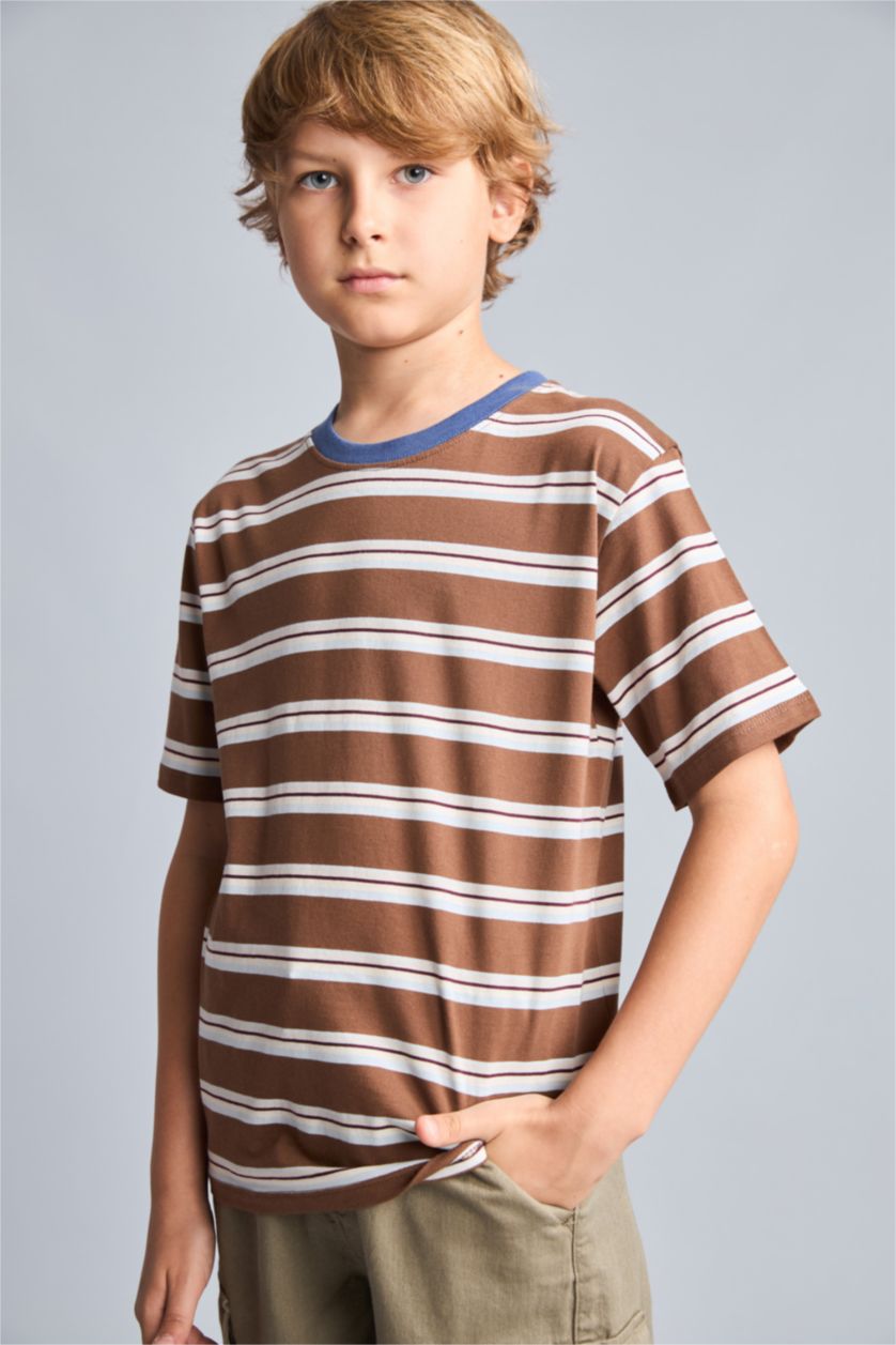 Young Boys - Teen Boys Light Brown New Regular Fit Short Sleeve T-Shirt