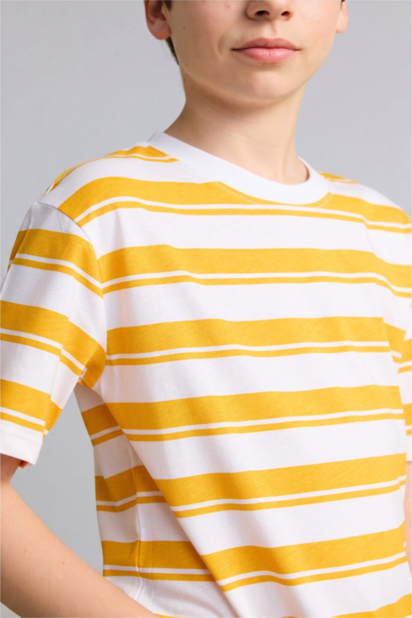 BOYS & TEENS Yellow Boy 100% Cotton Striped T-Shirt
