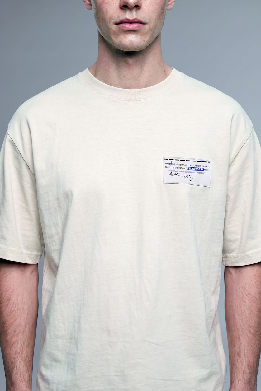 MAN Ecru Boxy Fit Short Sleeve T-Shirt