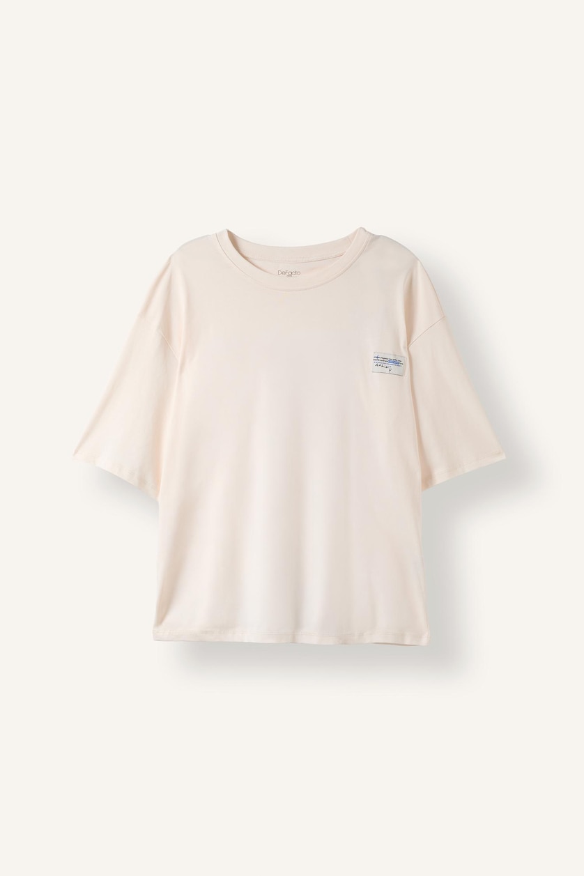MAN Ecru Boxy Fit Short Sleeve T-Shirt