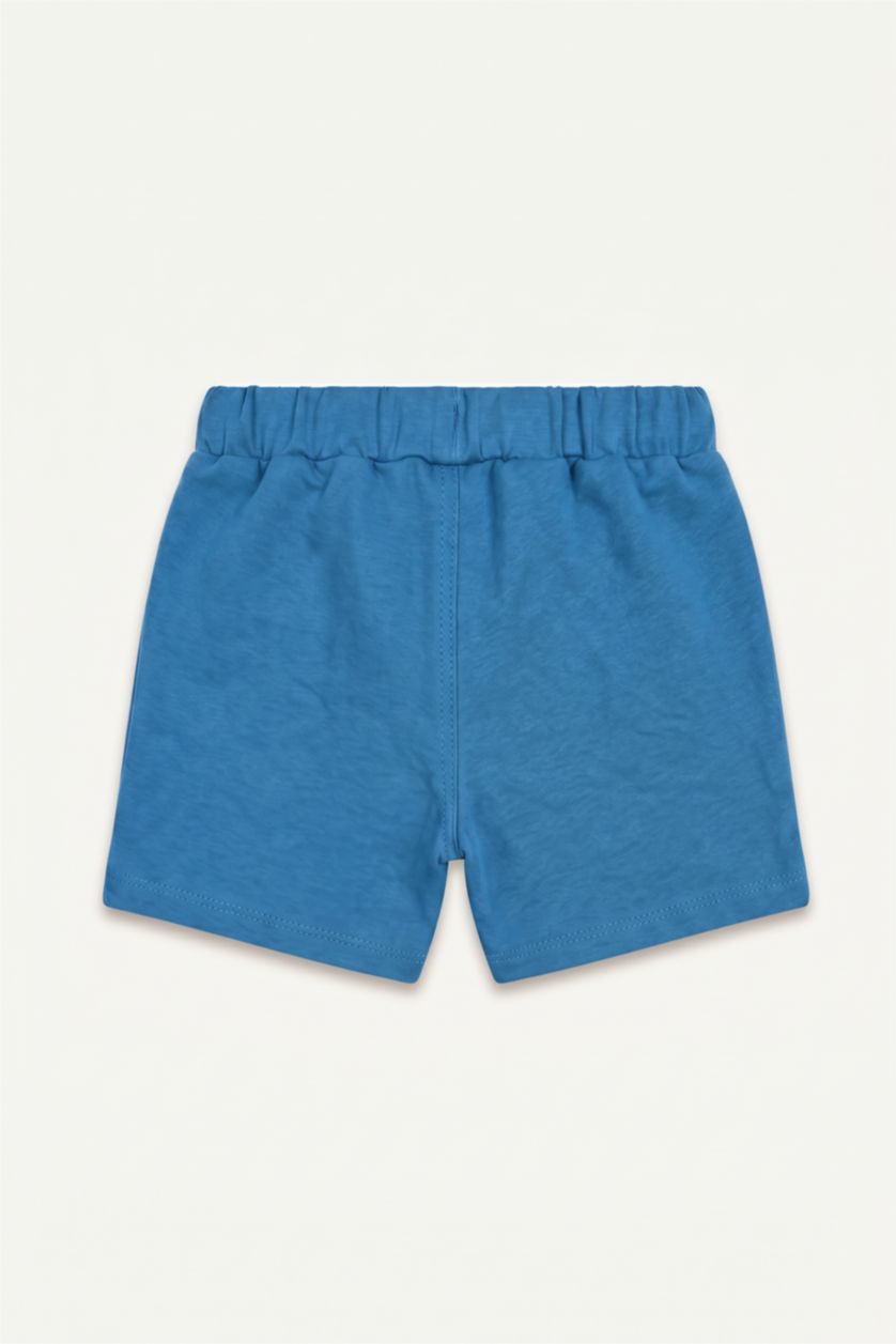 Baby Boys Blue Regular Fit Elastic Band Shorts