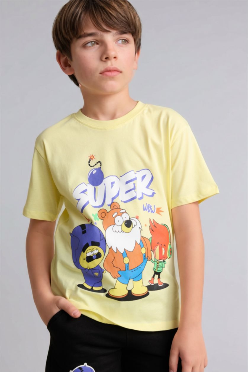 Erkek Çocuk - Genç Erkek Sarı Super 1 Takım Kısa Kollu Tişört Erkek Çocuk