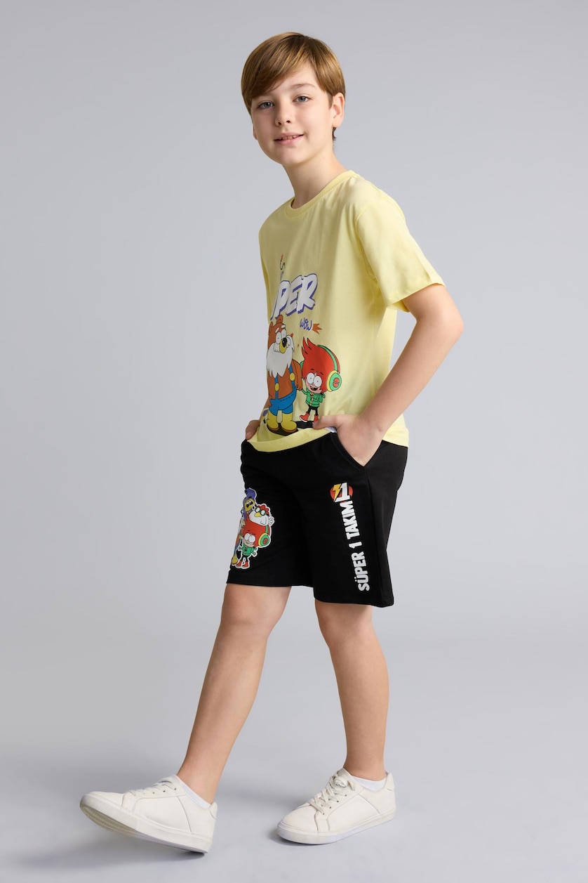 Young Boys - Teen Boys Yellow Boy 100% Cotton Super 1 Set Short Sleeve T-Shirt