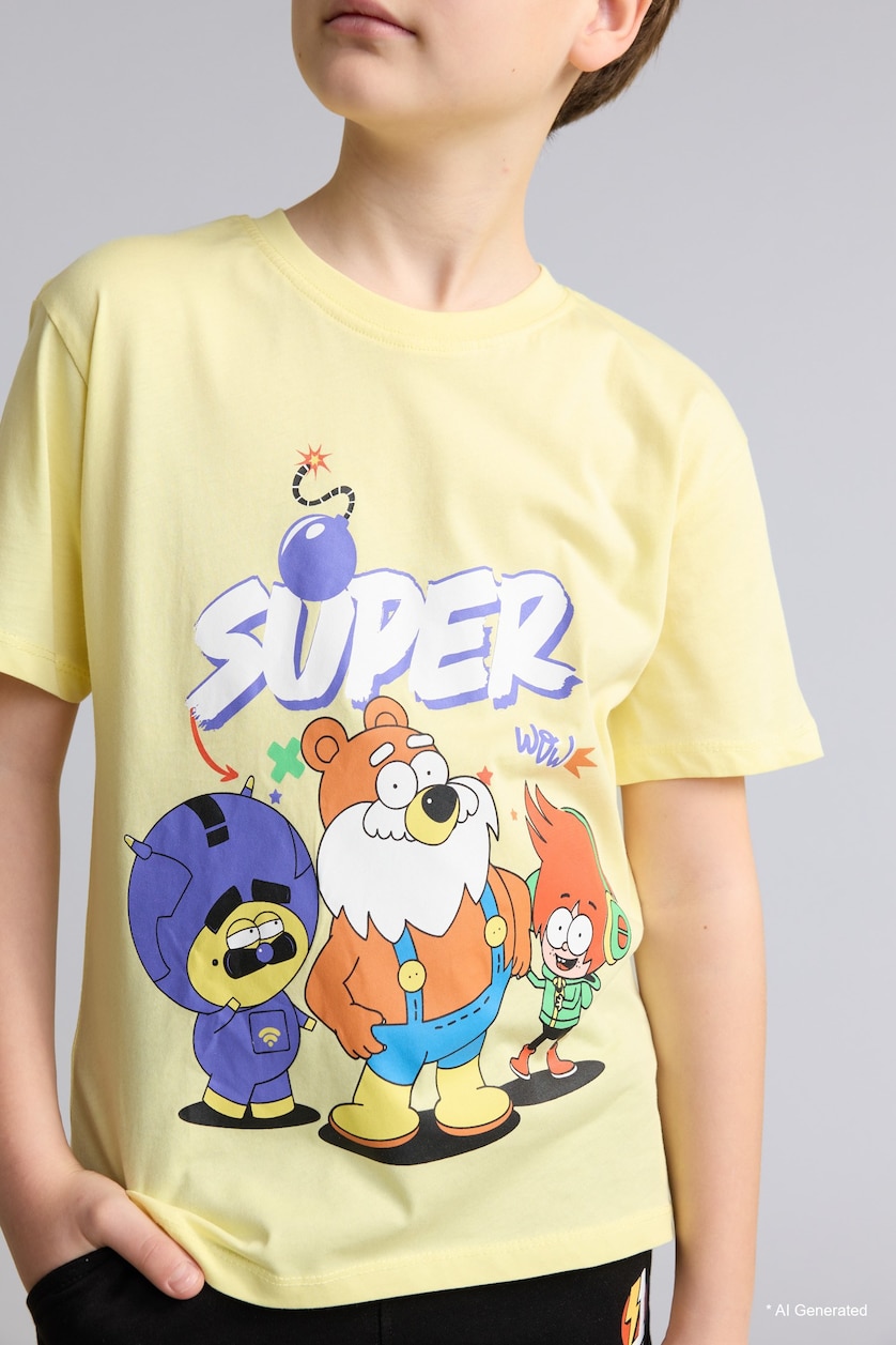 BOYS & TEENS Yellow Boy 100% Cotton Super 1 Set Short Sleeve T-Shirt