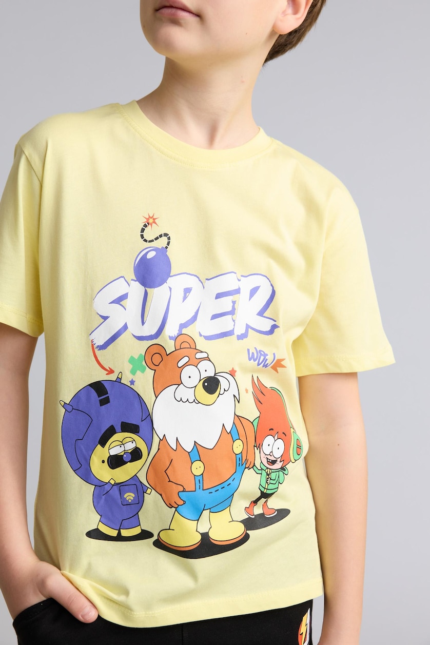 Young Boys - Teen Boys Yellow Boy 100% Cotton Super 1 Set Short Sleeve T-Shirt