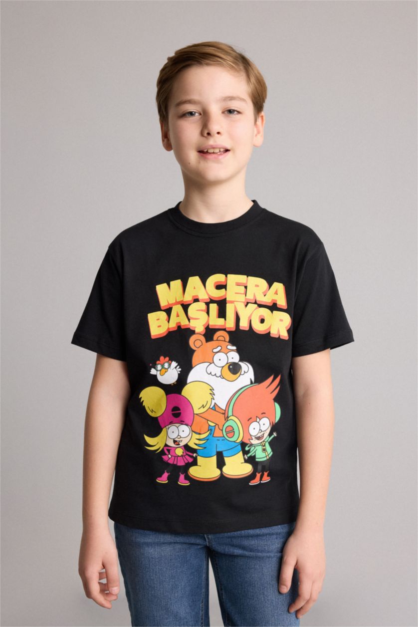 Young Boys - Teen Boys Black New Regular Fit Short Sleeve T-Shirt